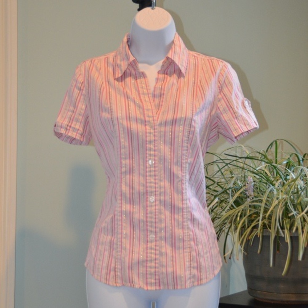 NY&C Short Sleeve Blouse with Sparkle
